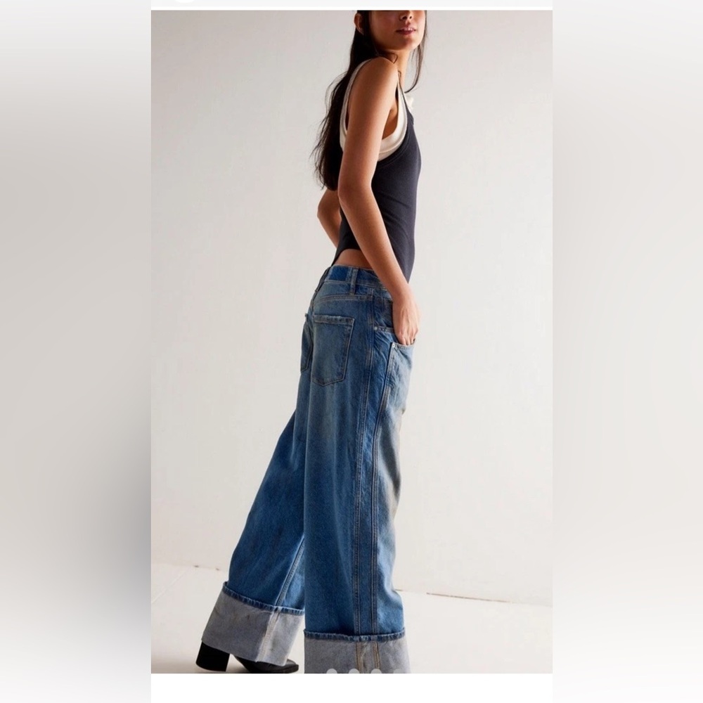 Free People Final Countdown Cuffed Low Rise Jeans We The Free Distress Mudslide